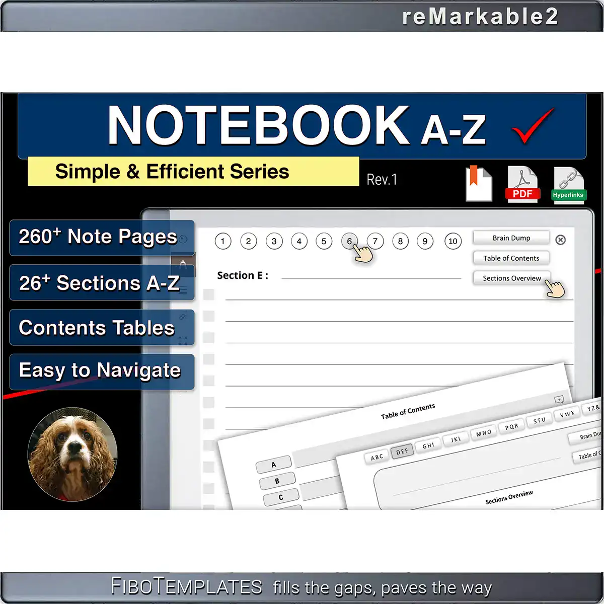 Cover page of A-to-Z Digital Notebook for reMarkable