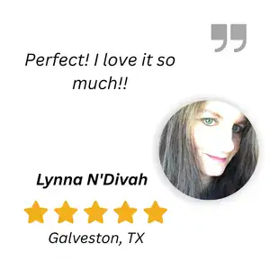 Testimonial image with review and customer details for FiboTemplates